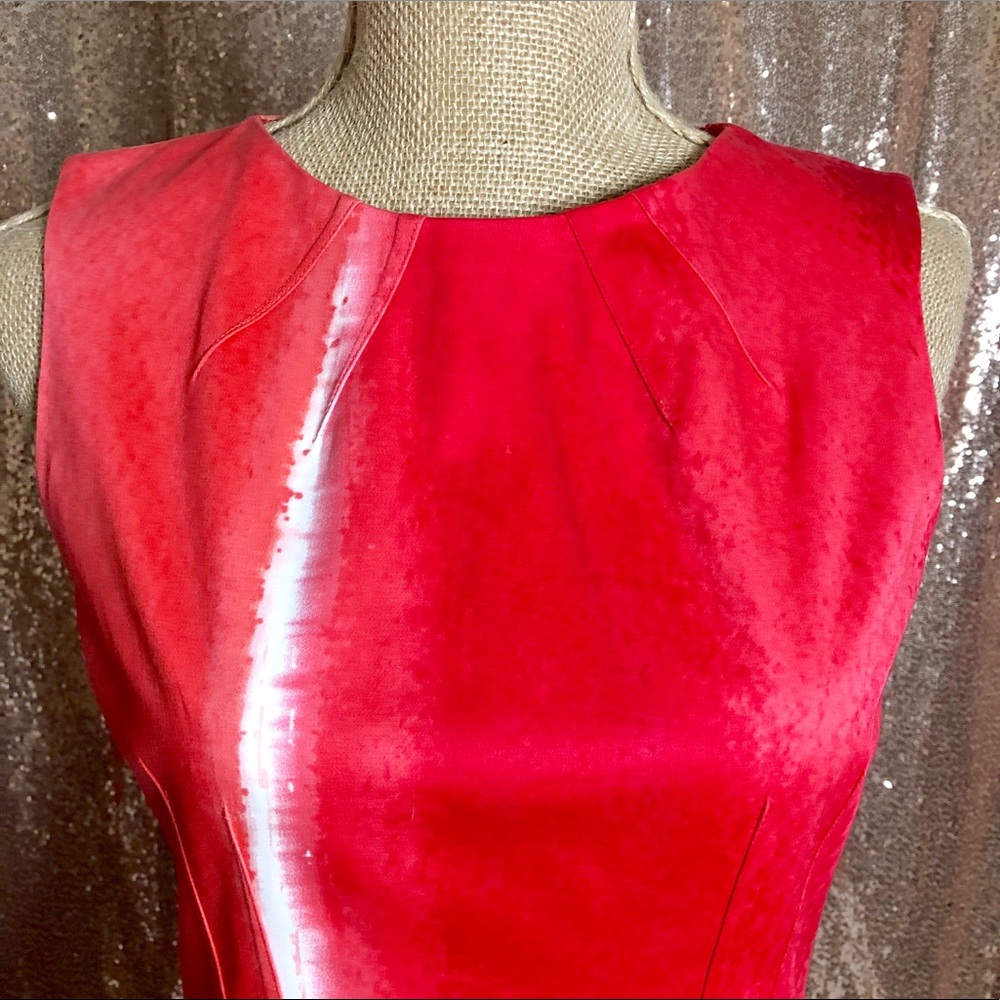 Tahari Sleeveless Peach Pink Tie Dye Sheath Dress Size 6 - Picture 2 of 14